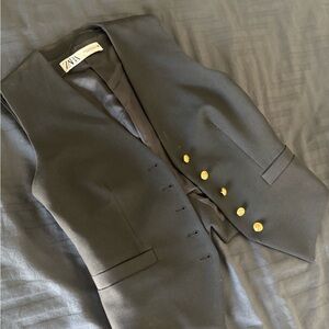 Zara Black Blazer with Gold Buttons